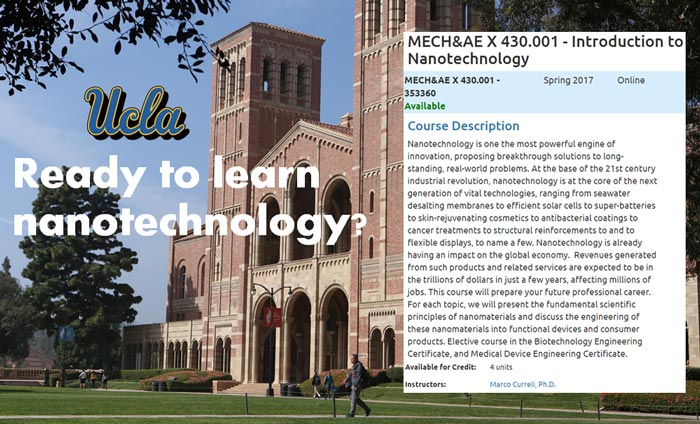 Nanotech Online Course at UCLA Extension for Spring 2017